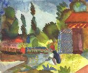 August Macke, Tunislandschaft mit sitzendem Araber